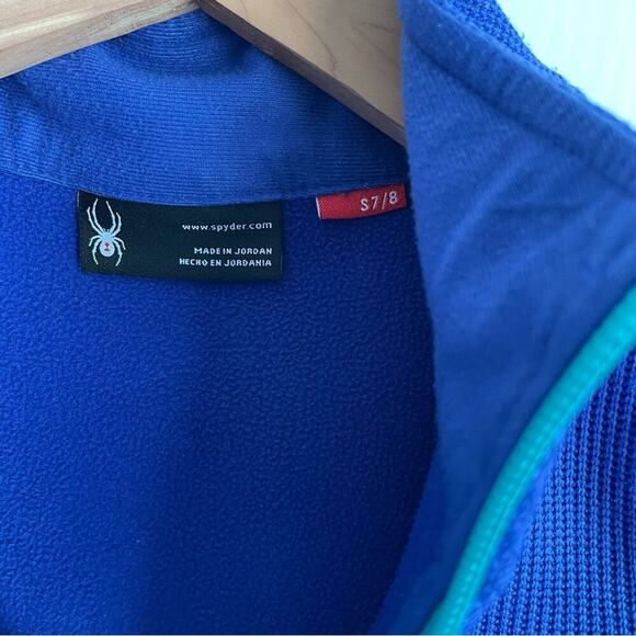 Spyder endure full zip blue kids light weight jacket size small 7/8 - Picture 4 of 8